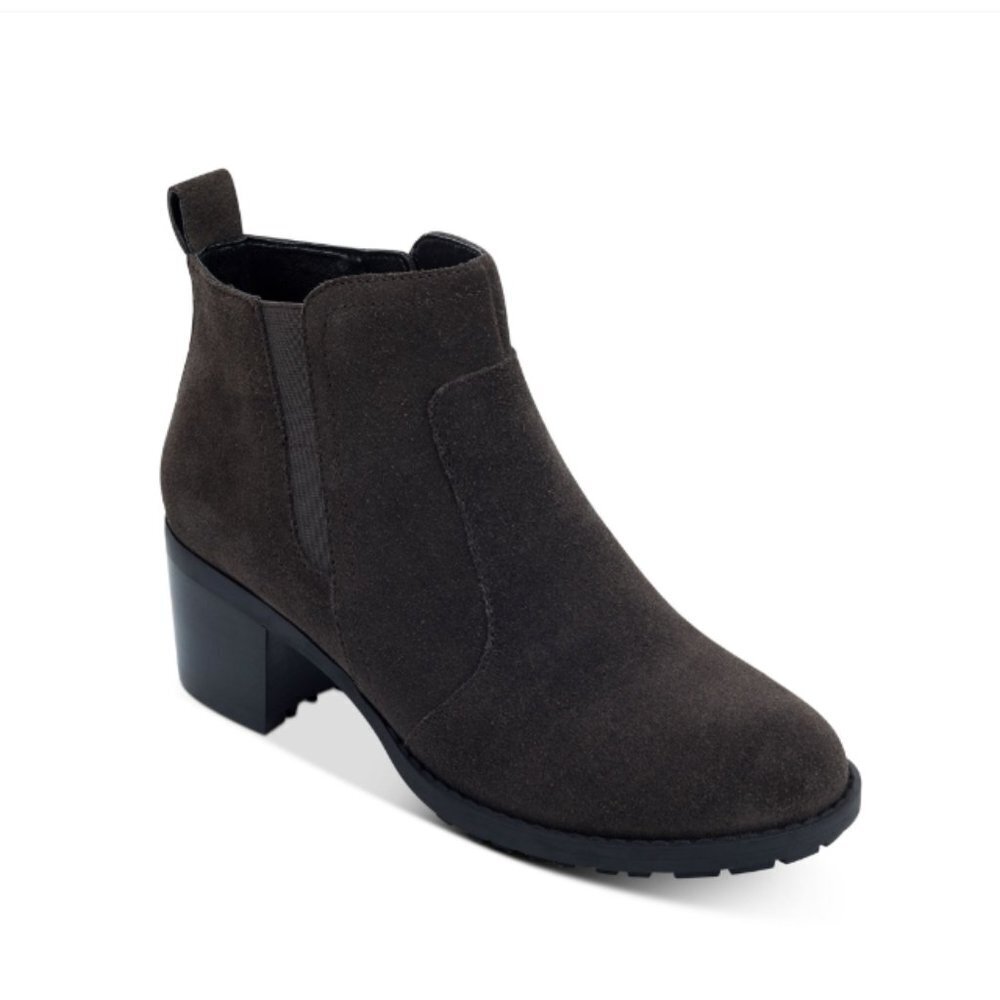 Easy Spirt Women's Gazer Round Toe Block Heel Zip-Up Leather Booties - 10